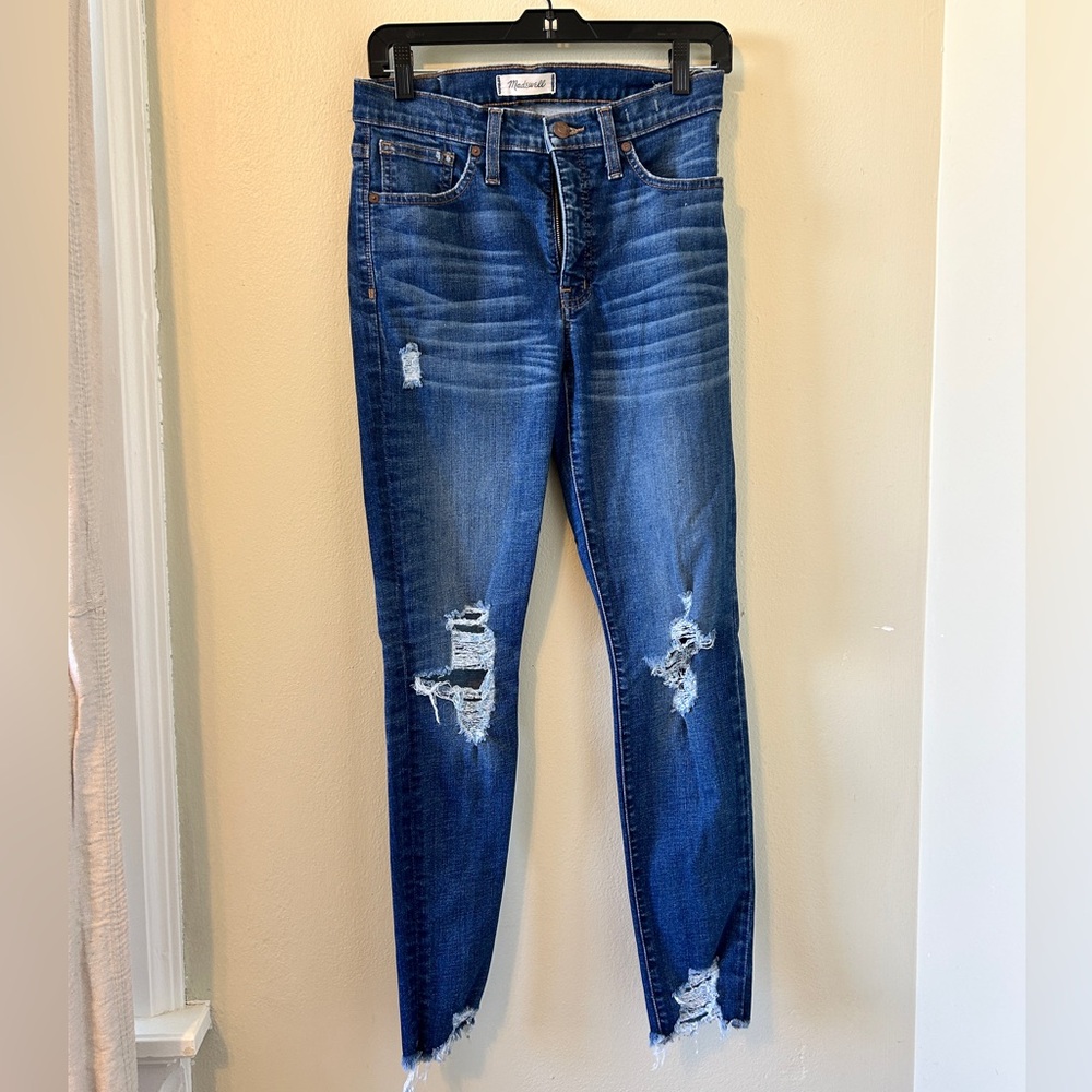 Madewell Blue Skinny Jeans with Distressed Details
